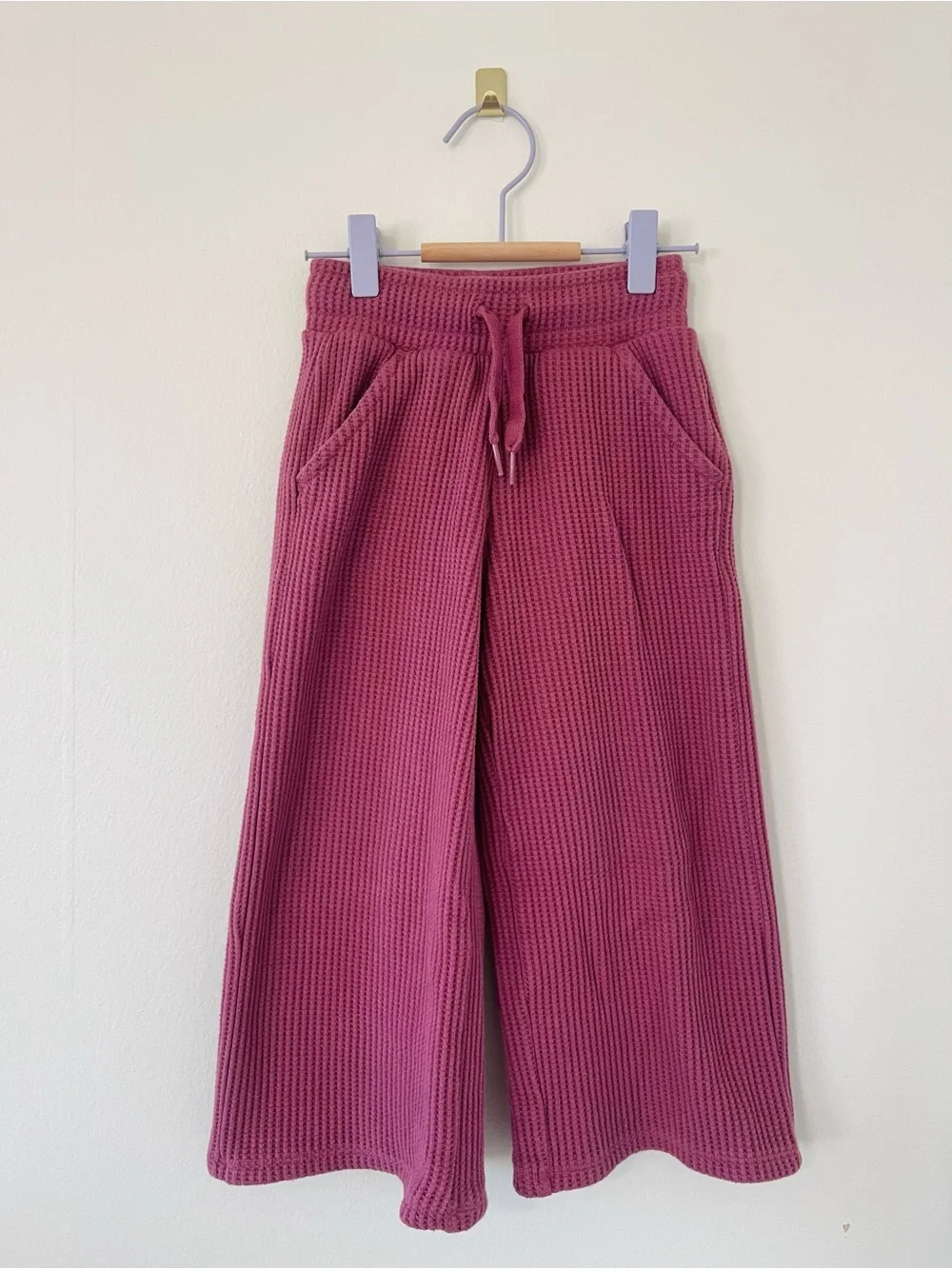 Gap Wide-Leg Waffle Knit Pants -  Burgundy Rose